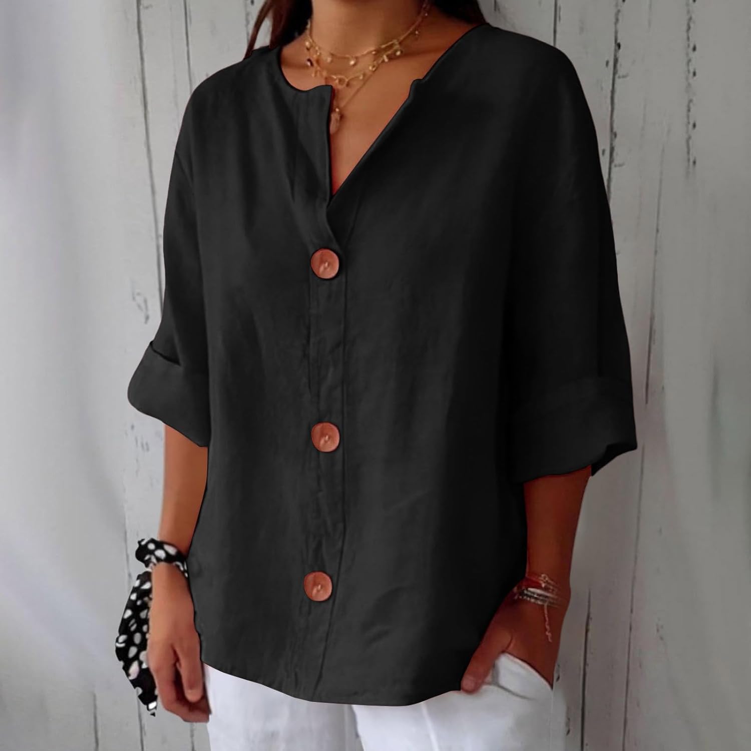 Relaxed Fit Linen Blouse