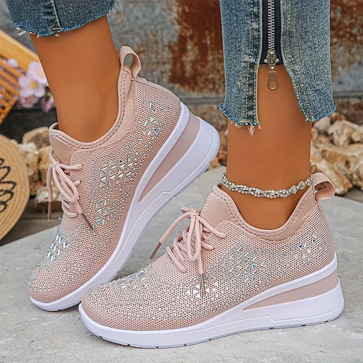 Rhinestone Orthopedic Arch Support Mesh Sneakers
