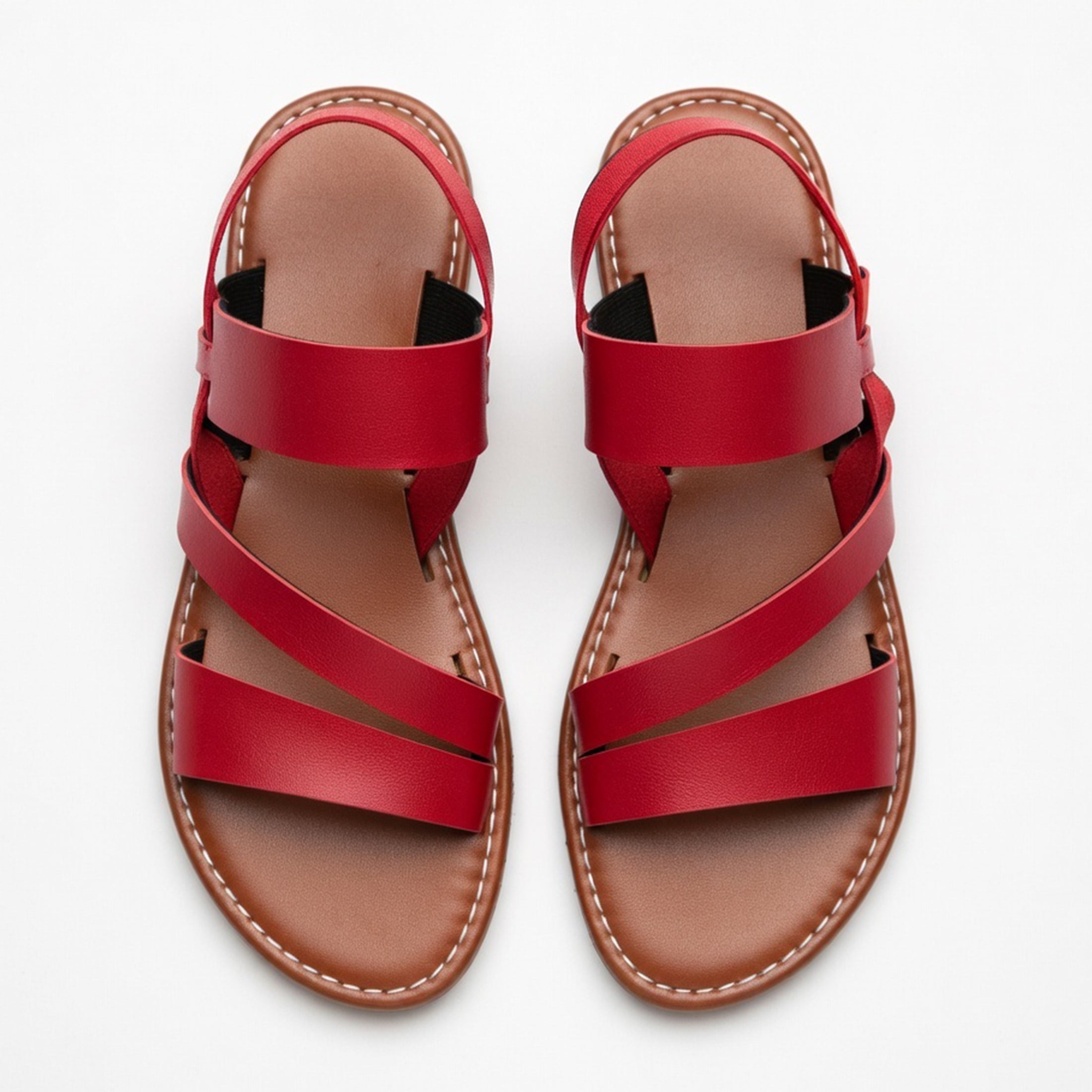 Crossover Strap Open Toe Flat Sandals