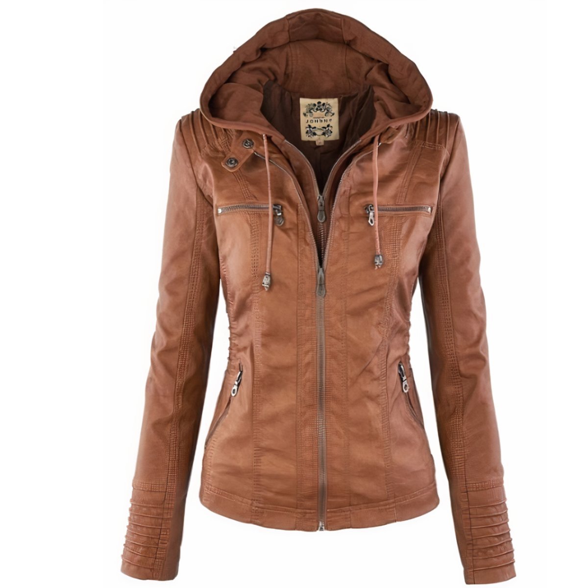 Removable Hood Quilted Sleeve Moto Jacket