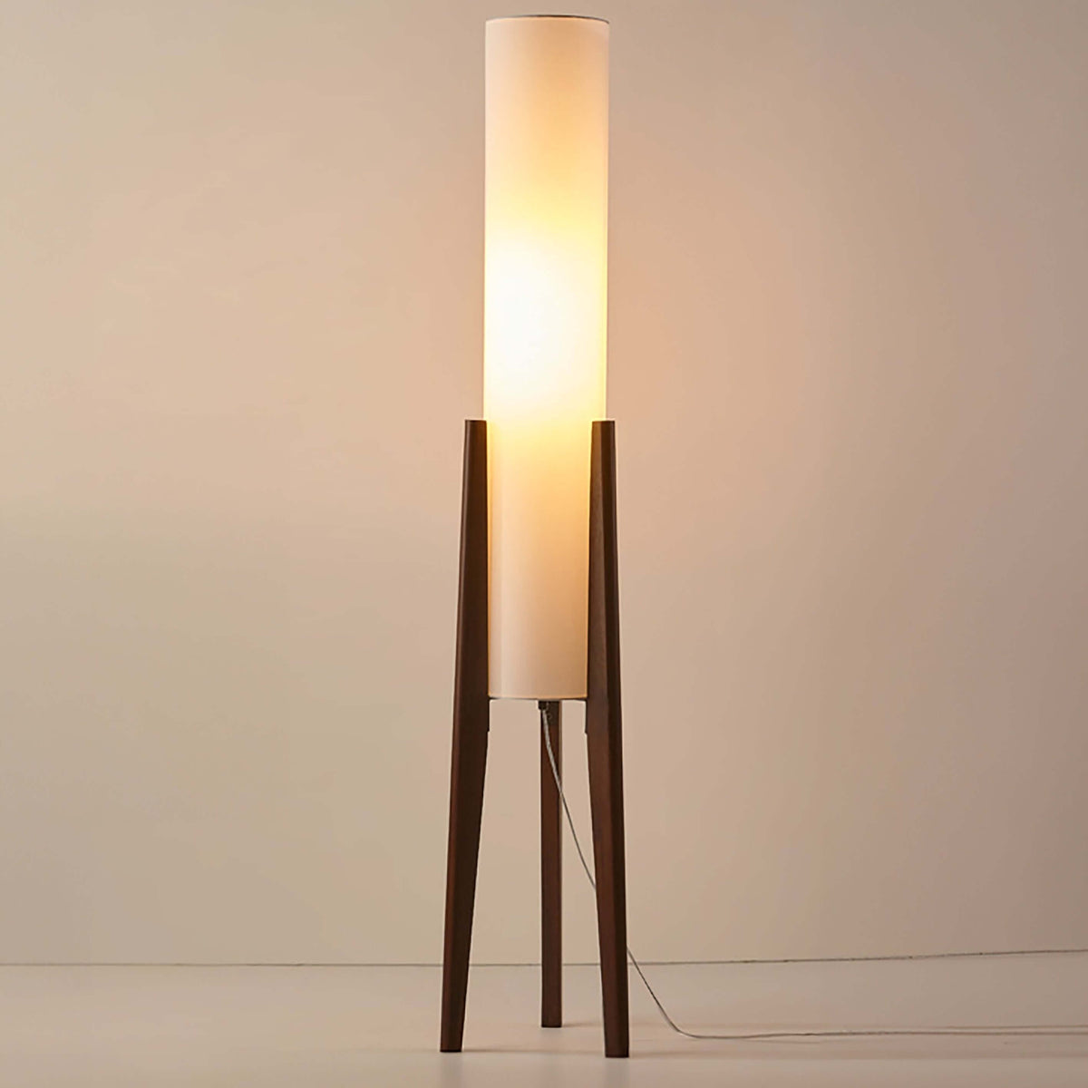 Solid Wood Floor Lamp With Fabric Shade