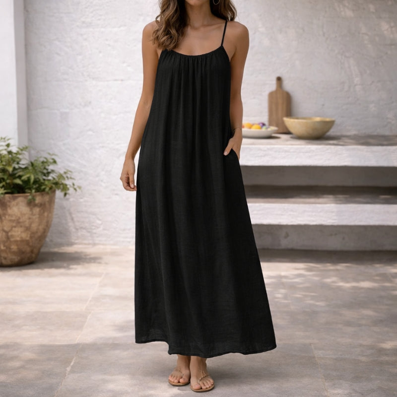 Sienna Women's Linen Maxi Slip Dress for Summer and Beach