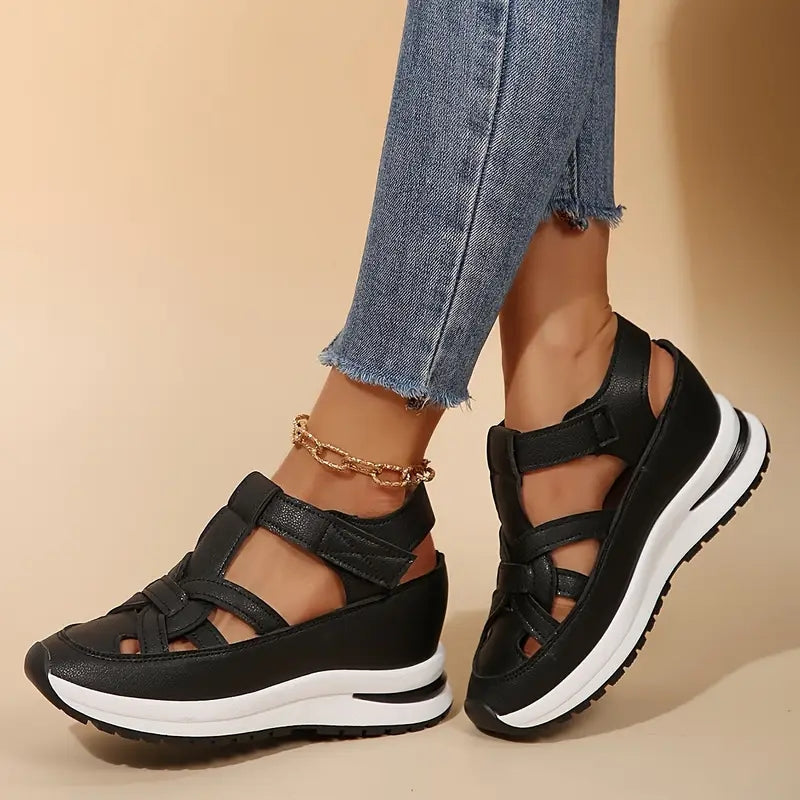 Structured Wrap-Over Flat Sandals with Raised Sole
