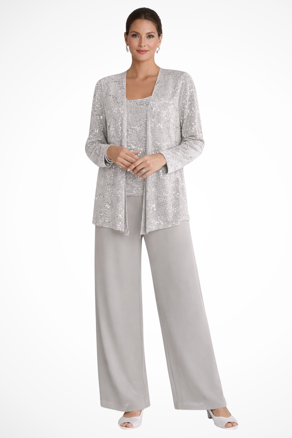 Three-Piece Formal Evening Set with Flowing Silhouette
