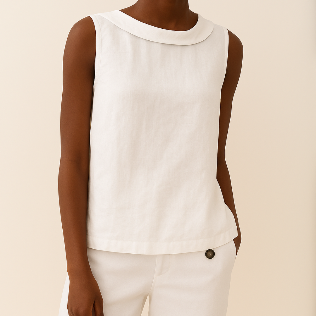 Rolled Collar Sleeveless Summer Top