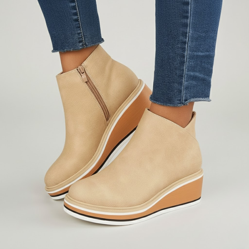 Veronica Leather Wedge Orthopedic Boots