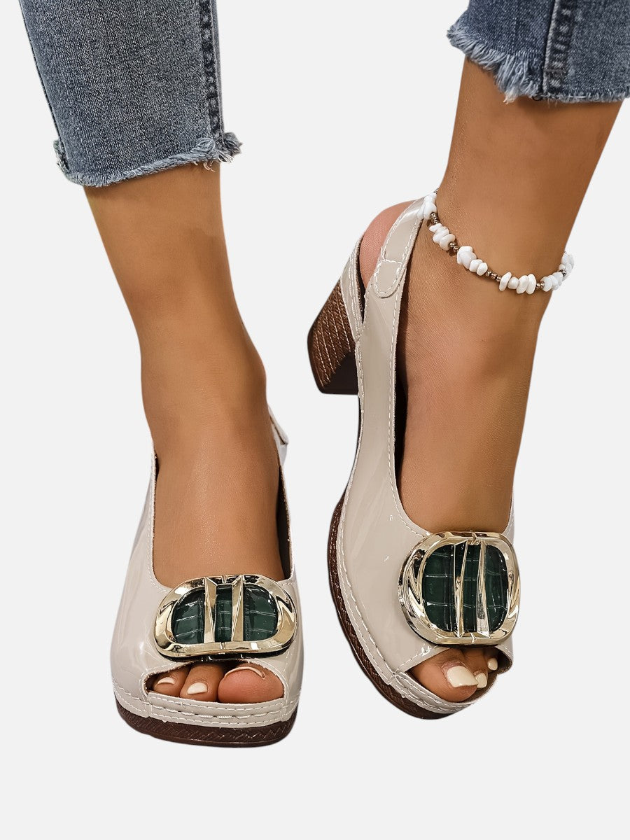 Glossy Comfort Strap Heels