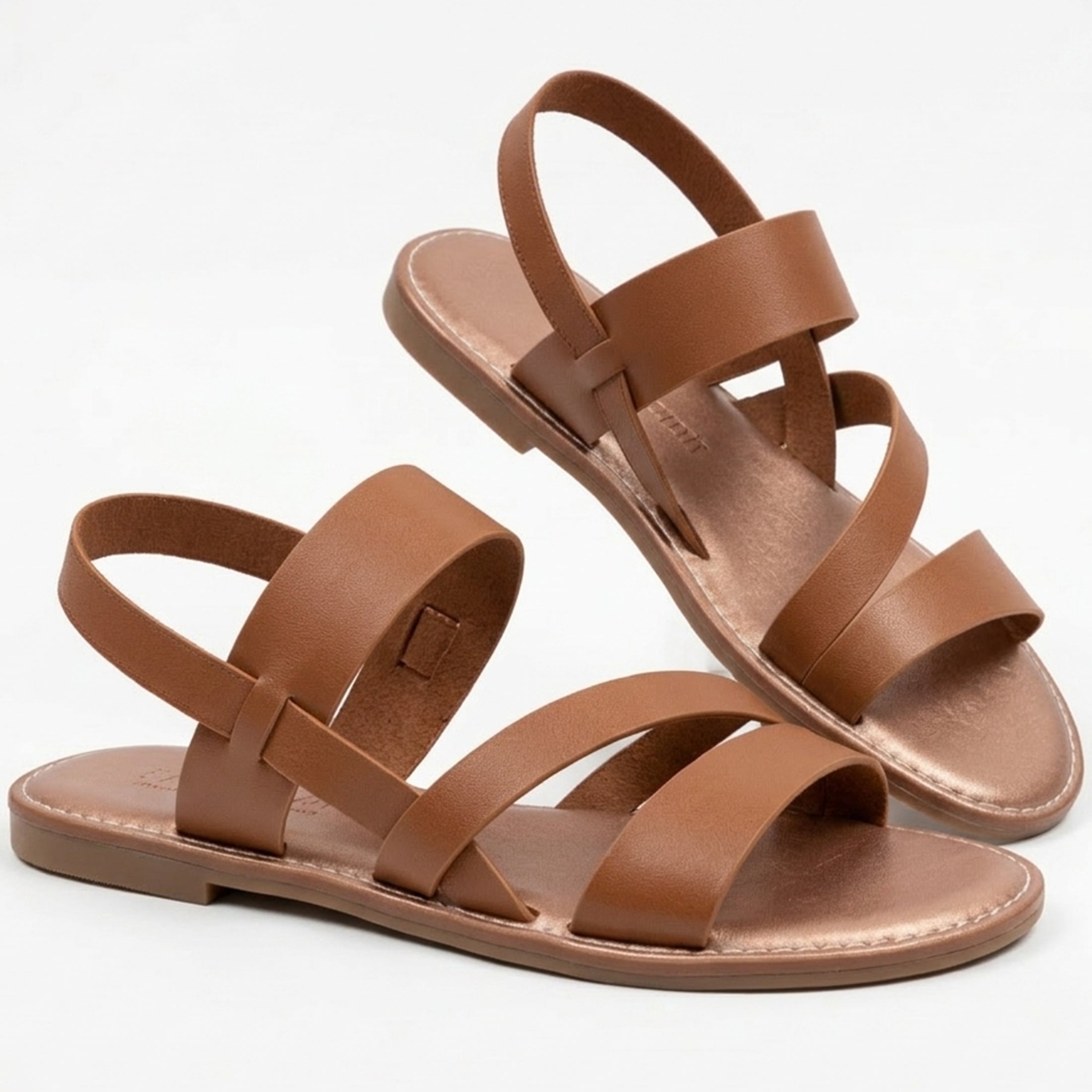 Crossover Strap Open Toe Flat Sandals