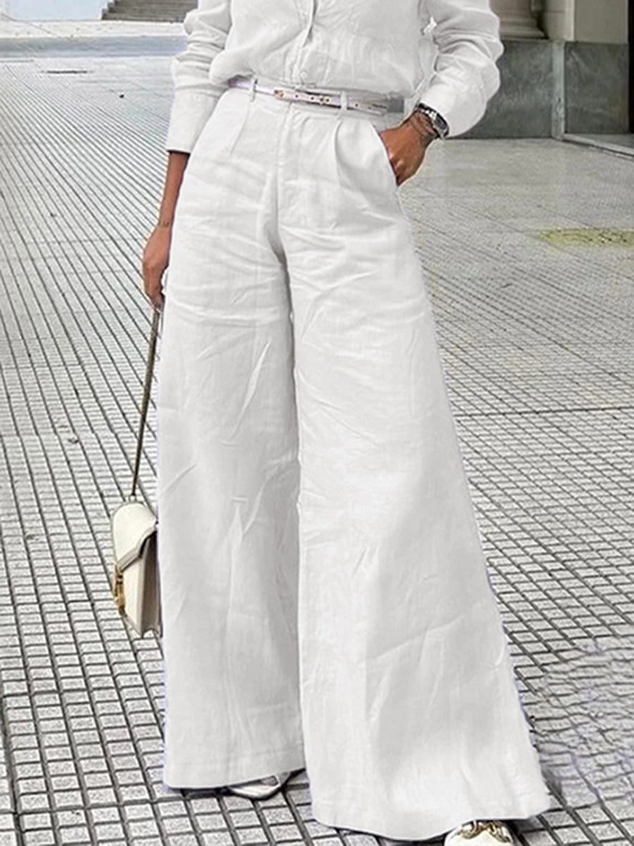 High Waisted Split-Joint Wide Leg Trousers
