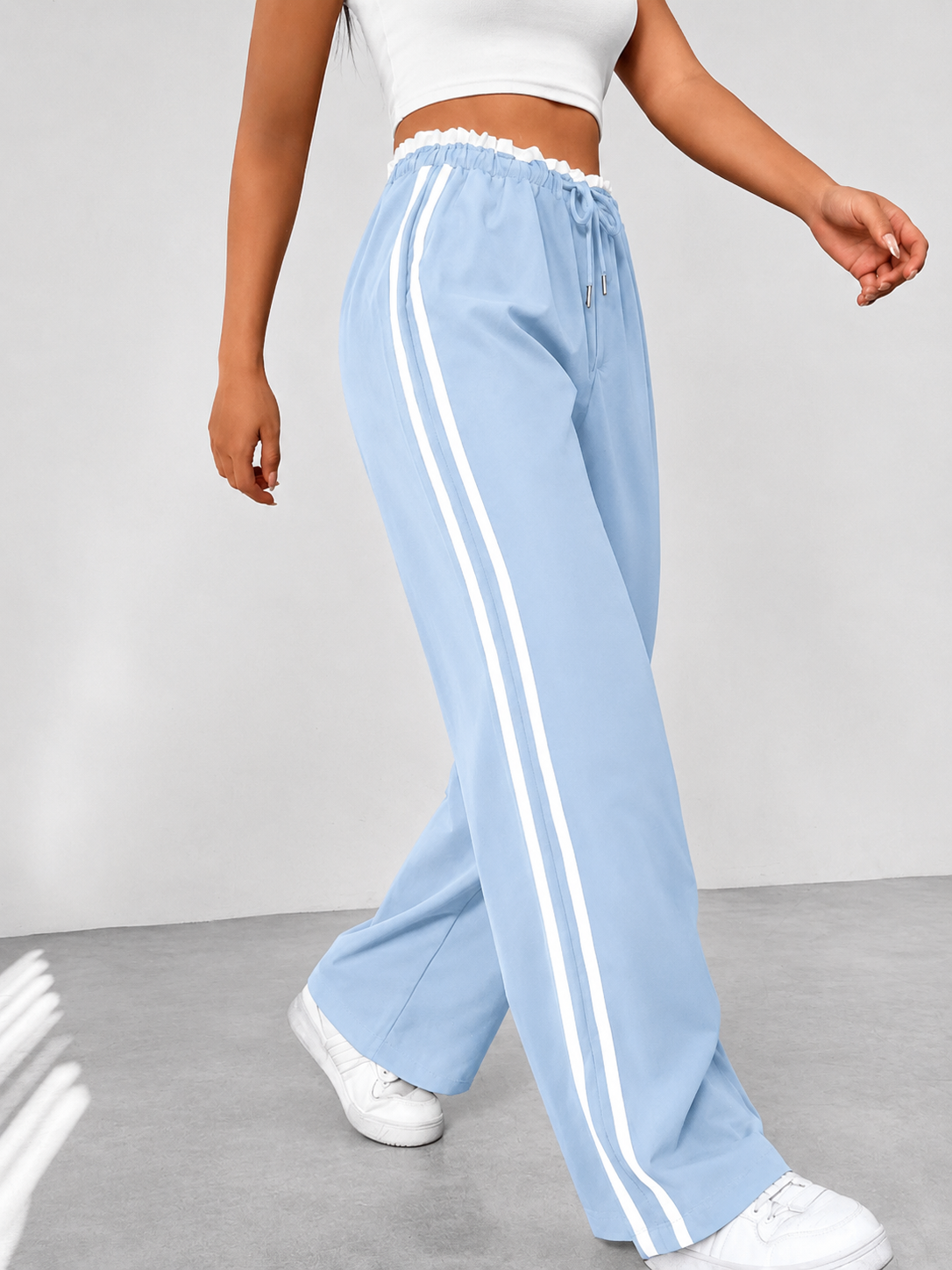 High-Waisted Striped Jogger Sweatpants