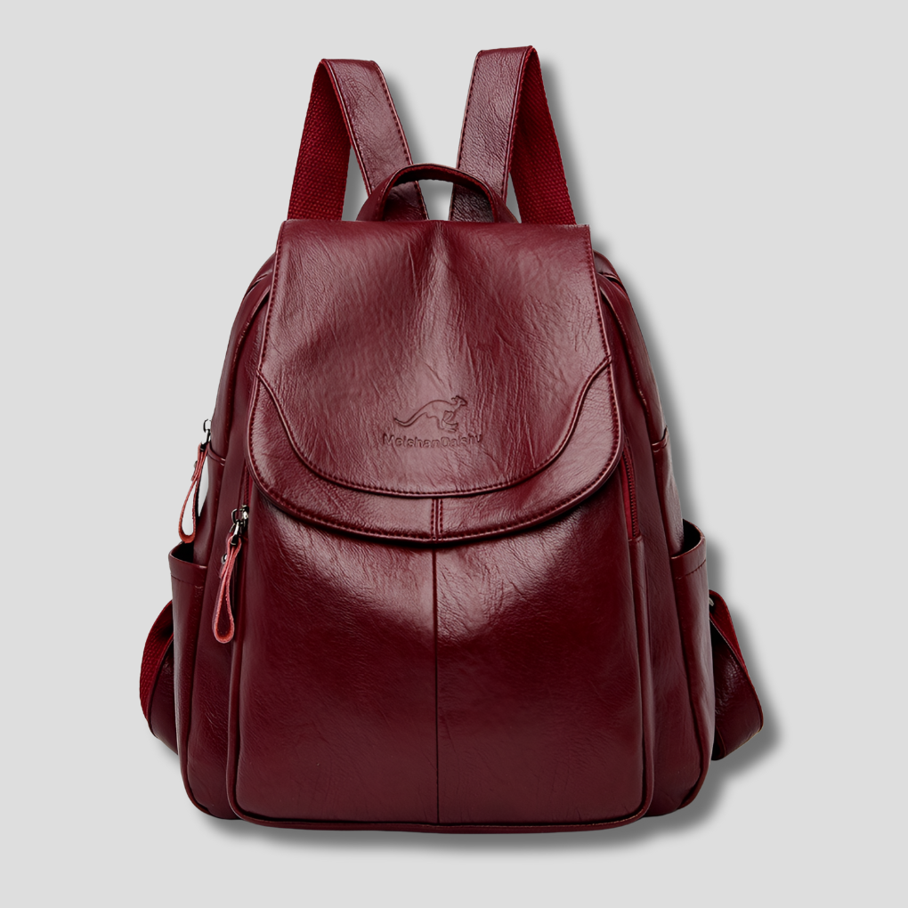 Anti-Theft Leather Backpack