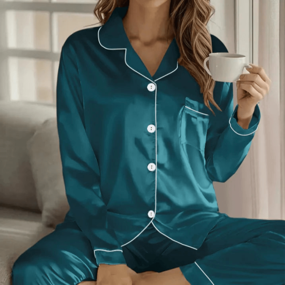 Breathable Button Front Pajama Set