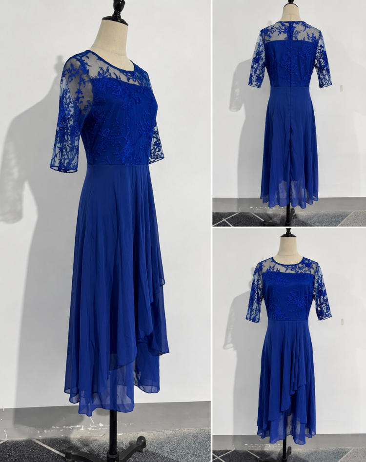 Lace Midi Cocktail Dress With Tulle Hem