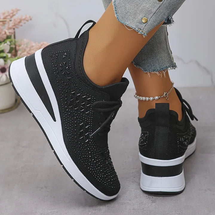 Rhinestone Orthopedic Arch Support Mesh Sneakers