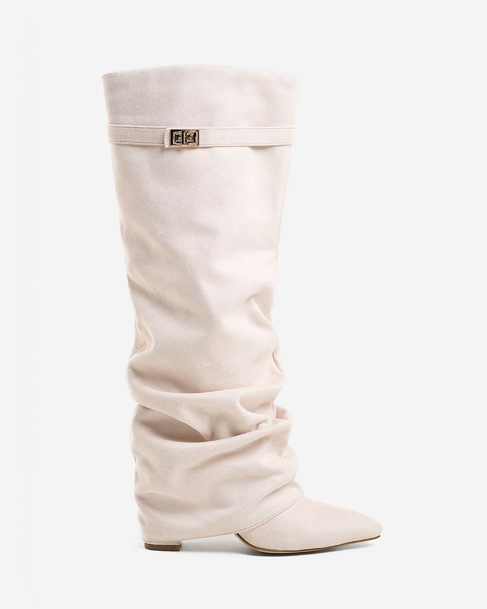 Lavista Slouchy Suede Knee-High Boots in Creamy