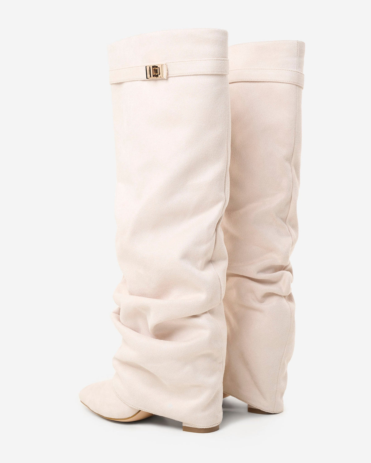 Lavista Slouchy Suede Knee-High Boots in Creamy