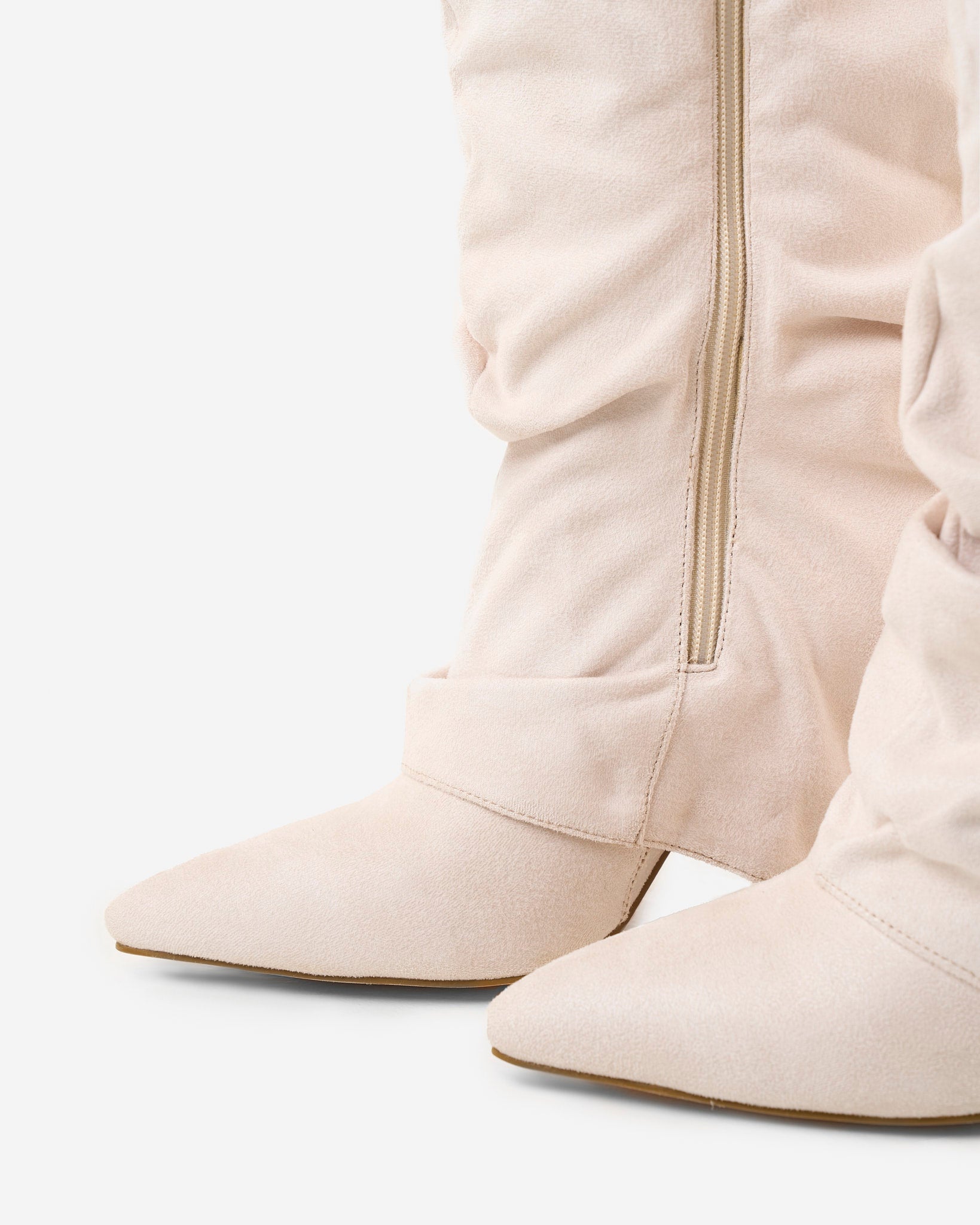 Lavista Slouchy Suede Knee-High Boots in Creamy