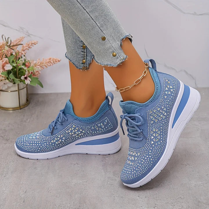 Rhinestone Orthopedic Arch Support Mesh Sneakers