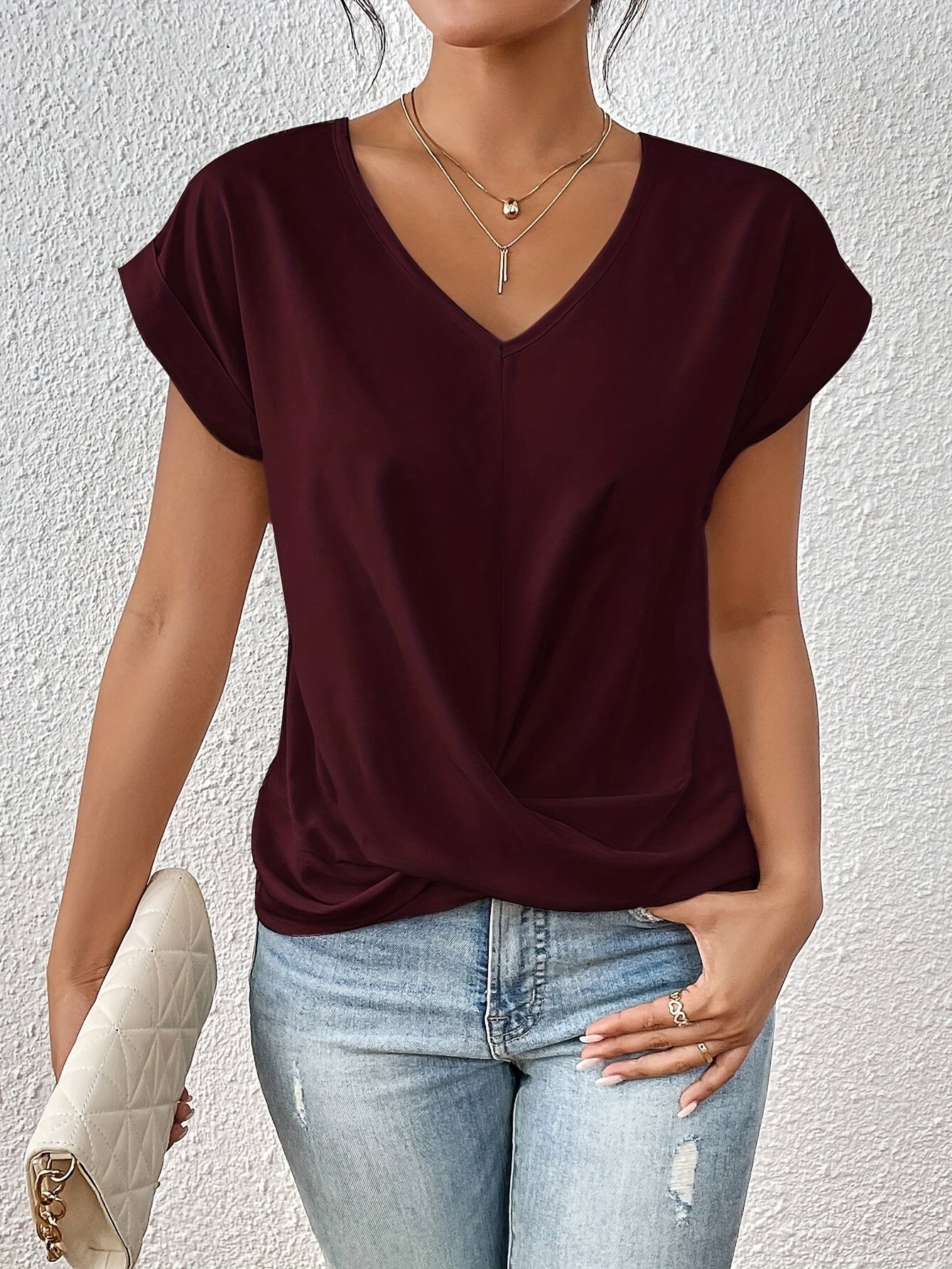 Women's Sweetheart Neck Casual T-Shirt Relaxed Fit