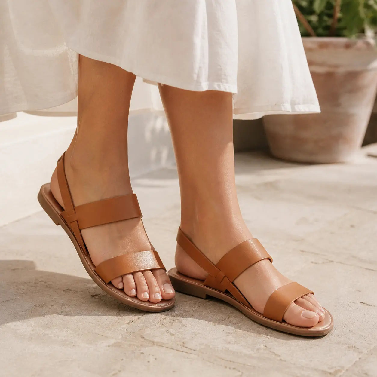 Crossover Strap Open Toe Flat Sandals