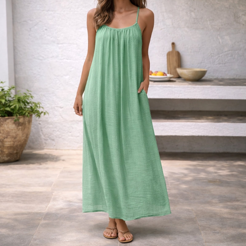 Sienna Women's Linen Maxi Slip Dress for Summer and Beach