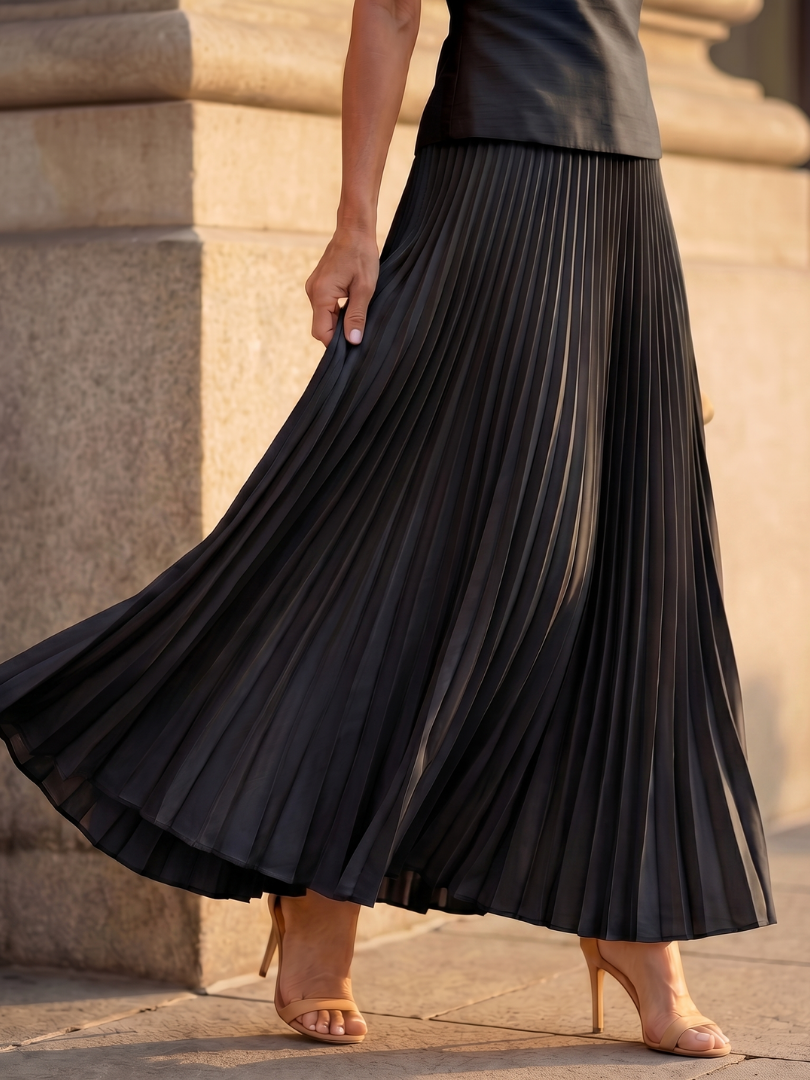 Structured Bodice Pleated Maxi Skirt Two Piece Set