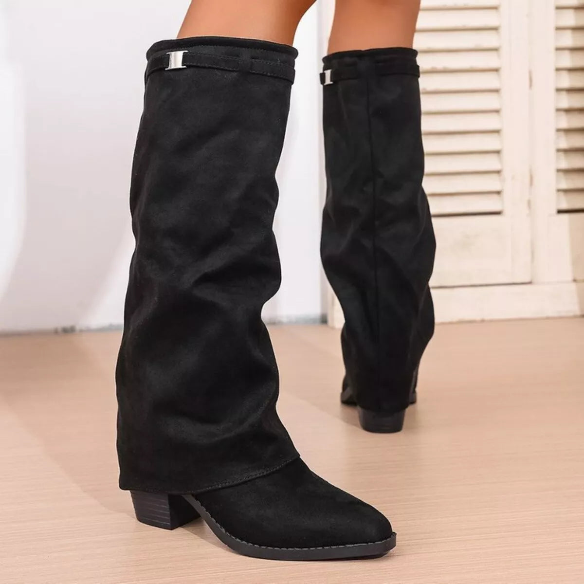 Knee High Low Heel Boots