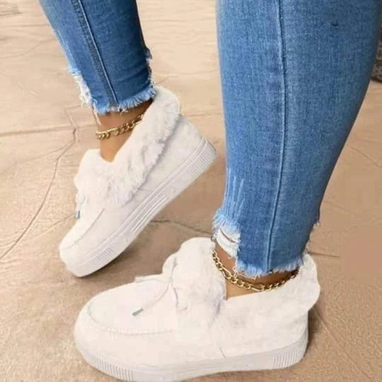 Warm Fleece-Lined Round-Toe Cotton Shoes