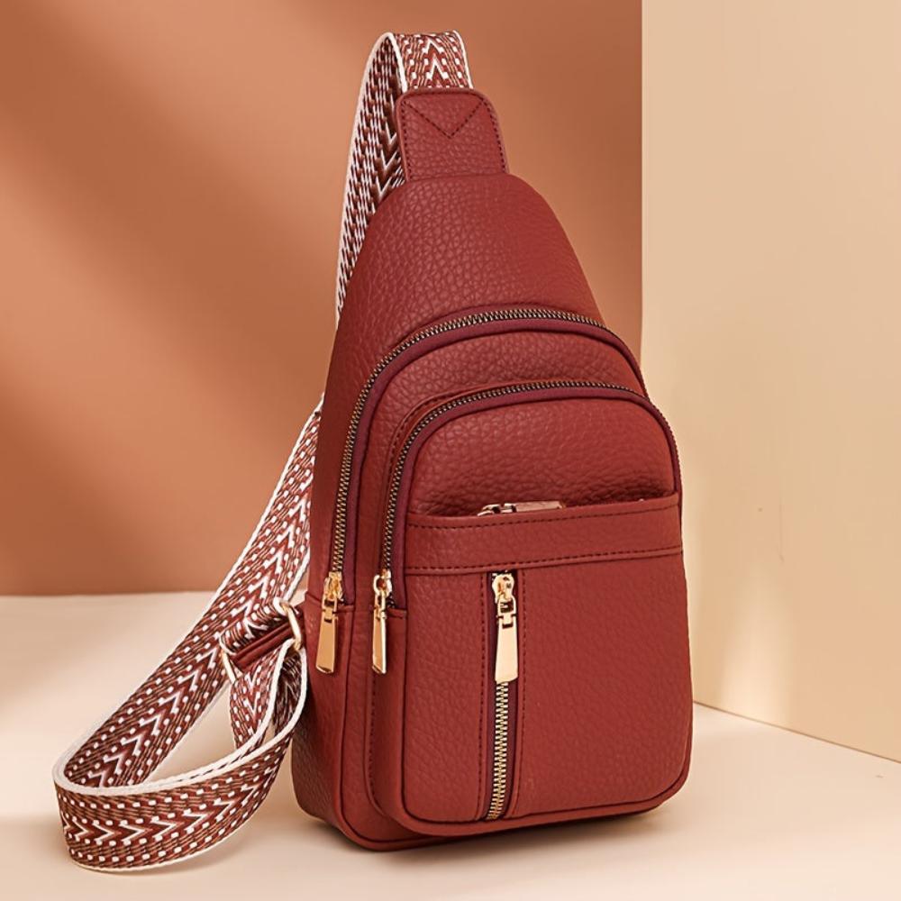 Vintage Style Leather Chest Crossbody Bag