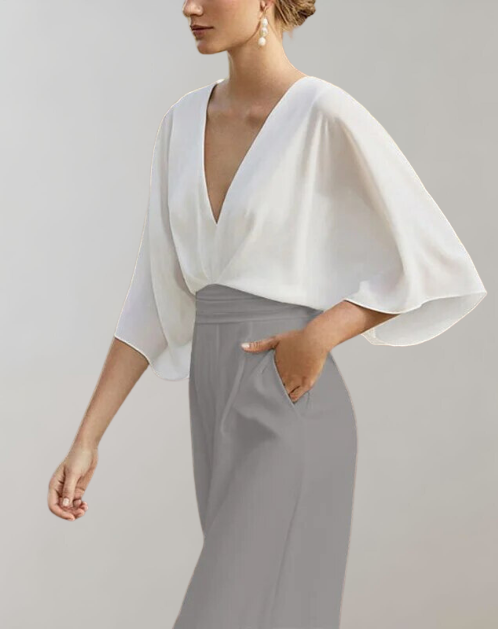 Wide Leg Linen Blend Evening Jumpsuit