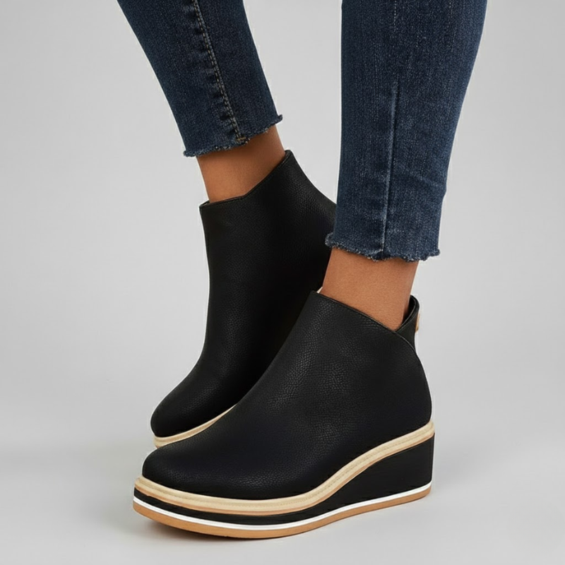 Veronica Leather Wedge Orthopedic Boots