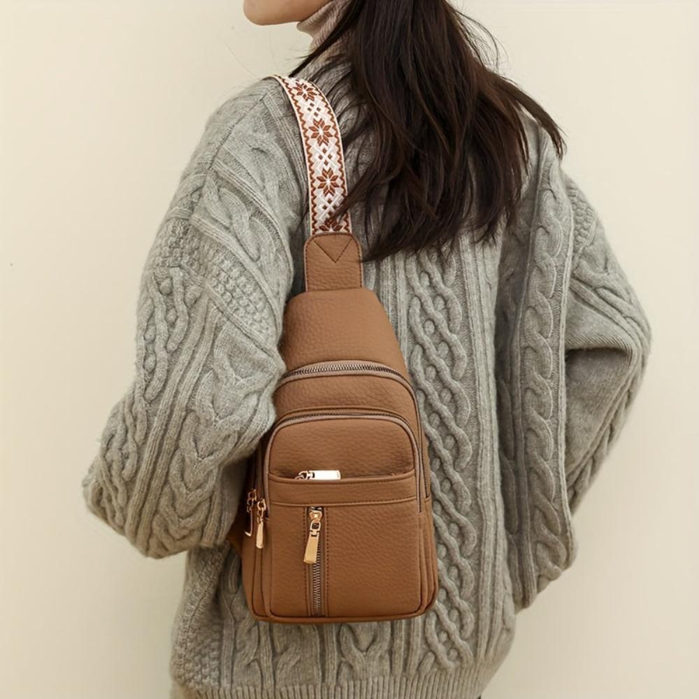 Vintage Style Leather Chest Crossbody Bag