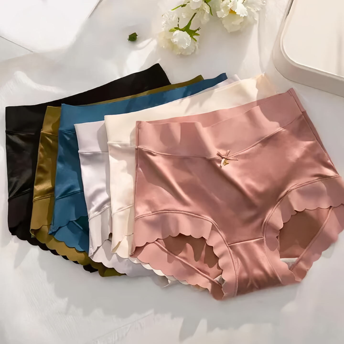 Seamless Soft Satin Underwear 5 Piece Set
