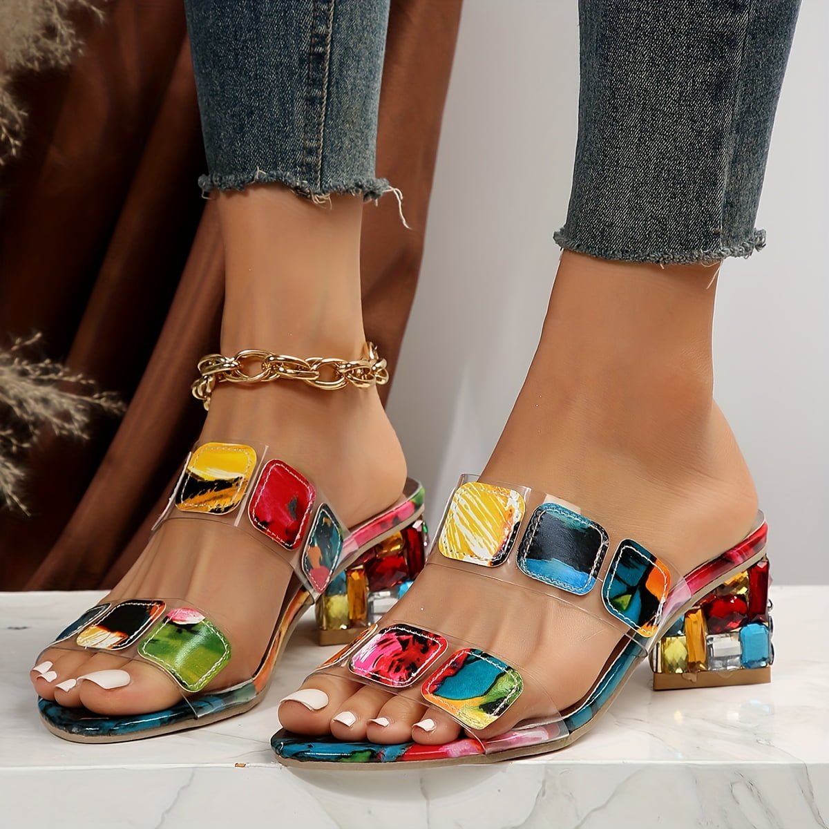 Ursula Elegant Slide Sandals with Transparent Heel