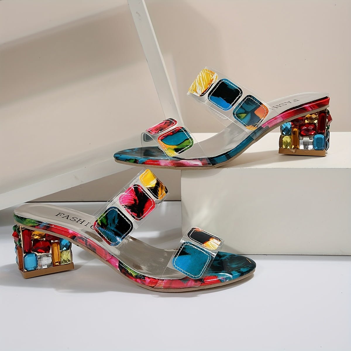 Ursula Elegant Slide Sandals with Transparent Heel