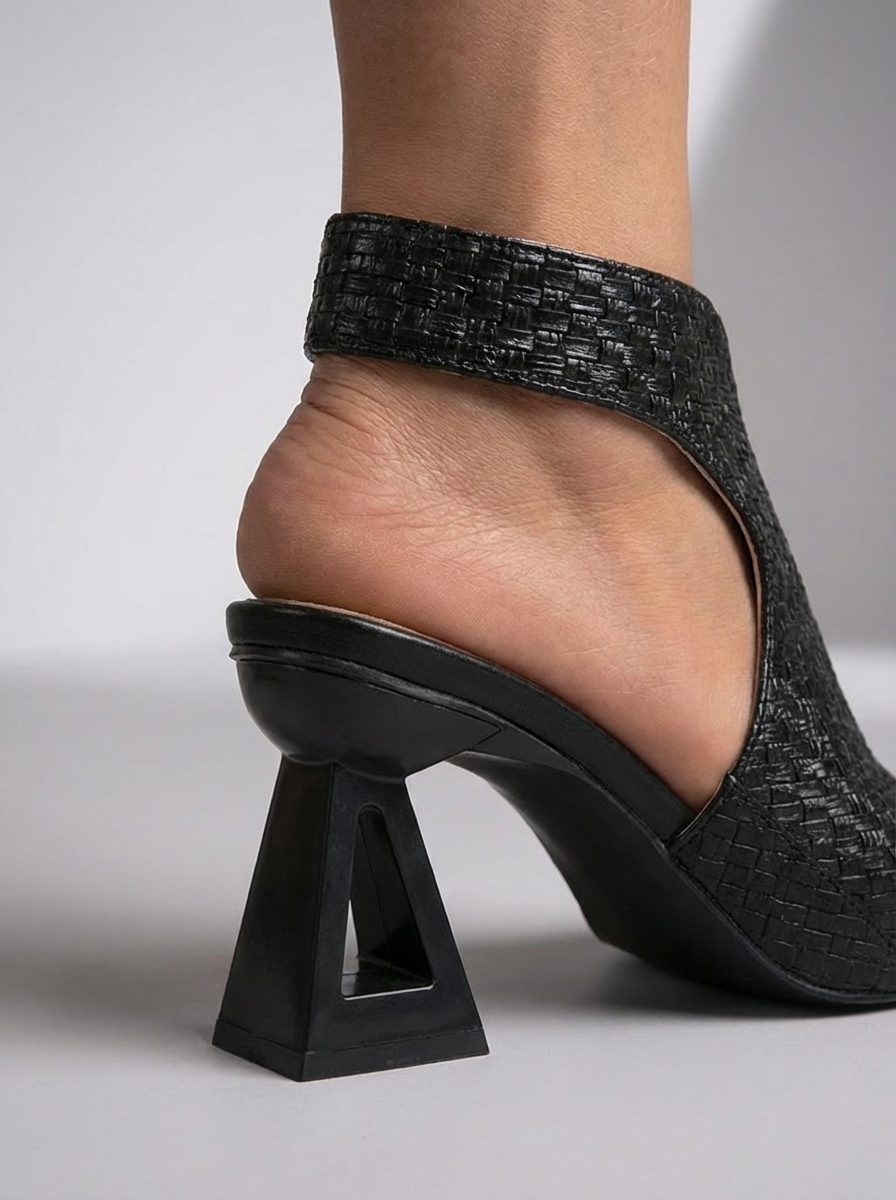 Braided Block Heel Slingback Sandals