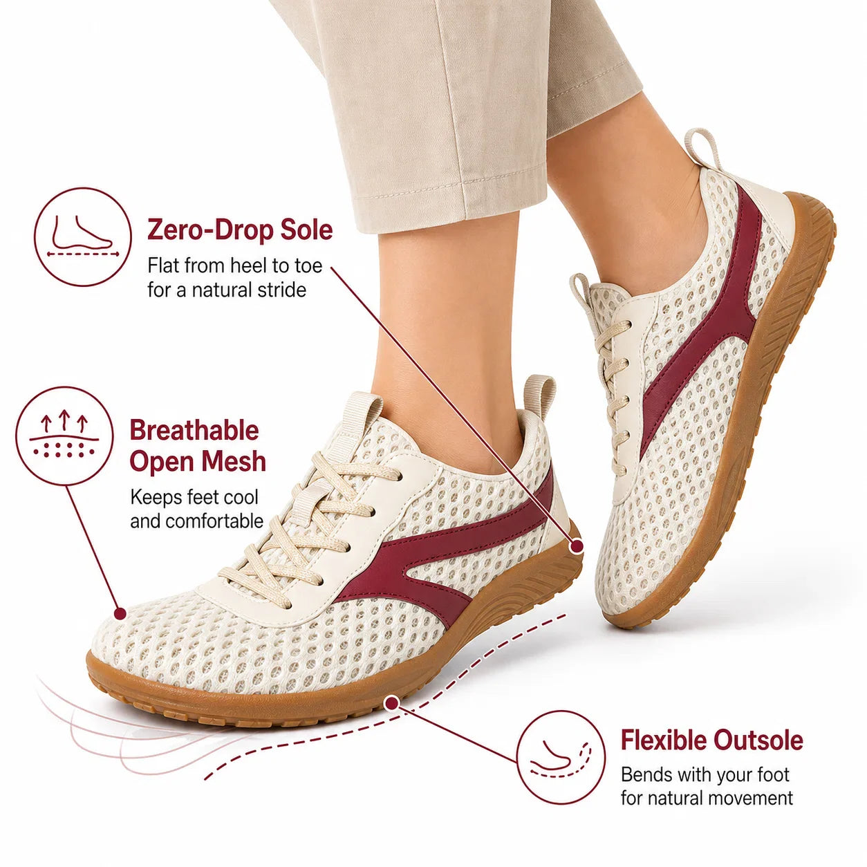Unisex Wide Toe Box Barefoot Walking Trainers | Non-Slip Breathable