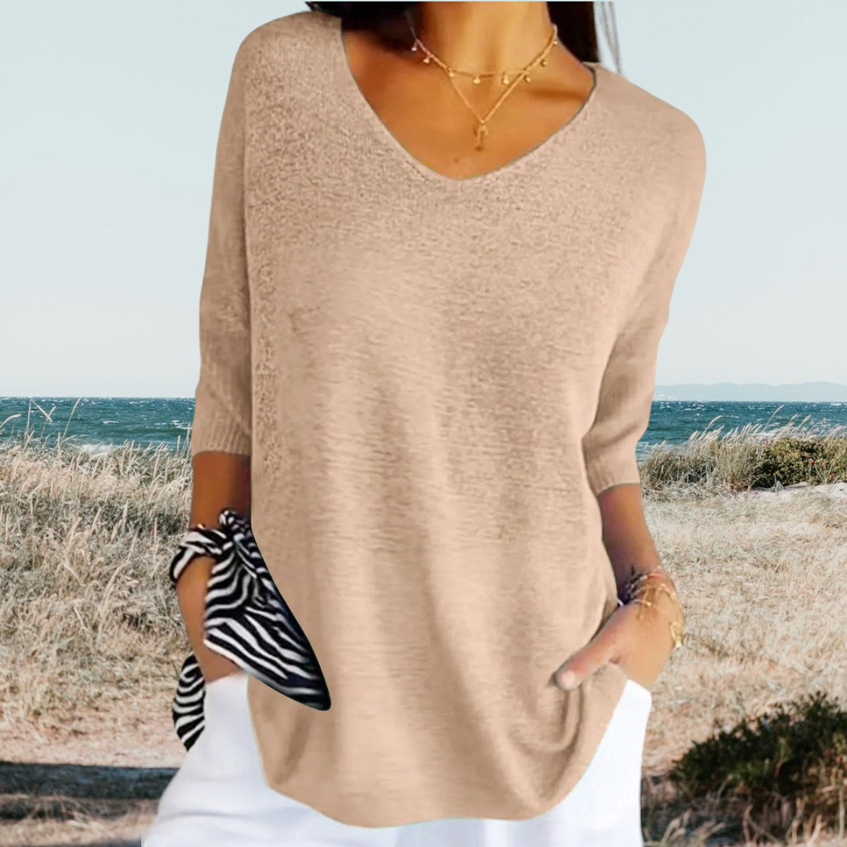 Loose Fit V Neck Summer Top