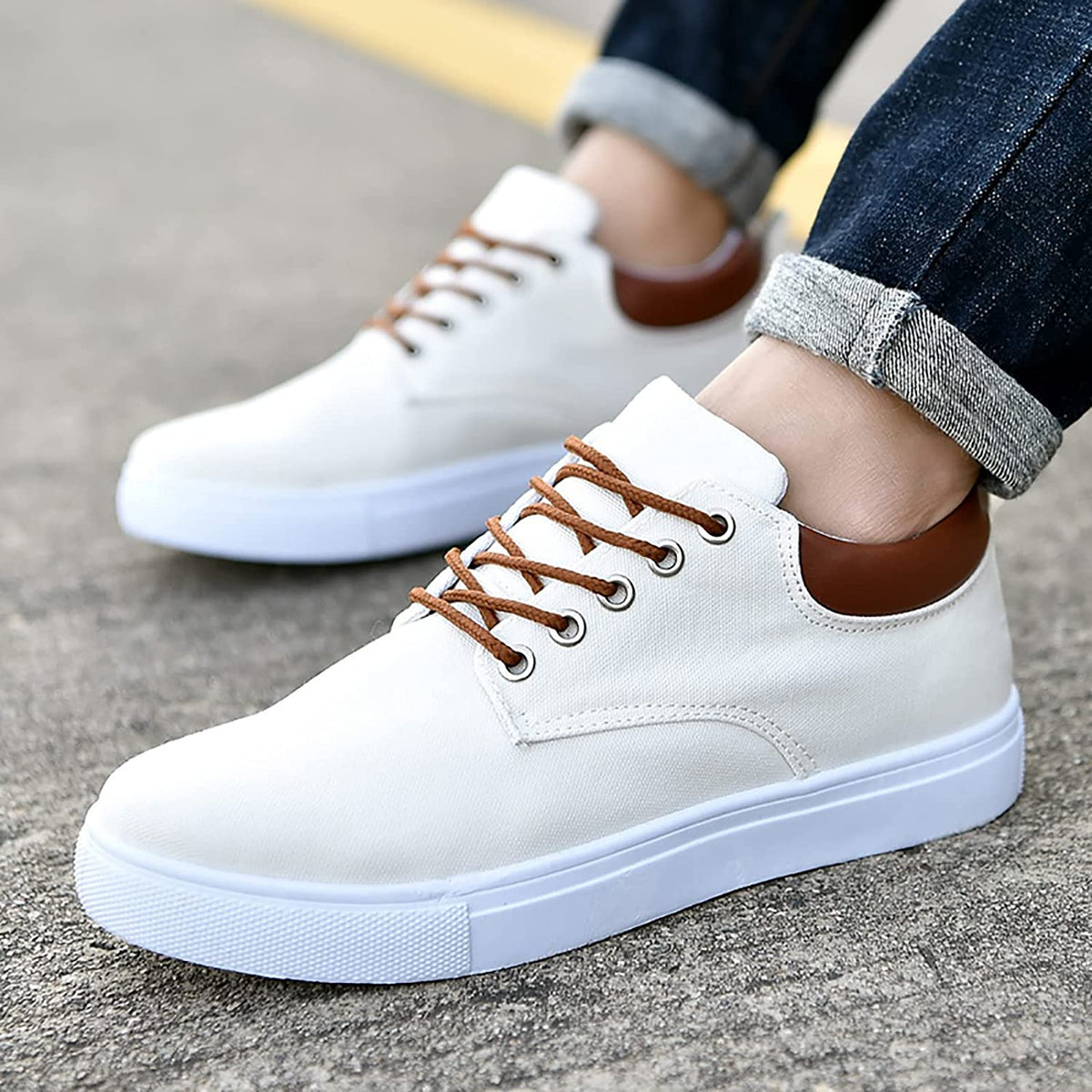 Men's Casual Canvas Sneakers With White Sole