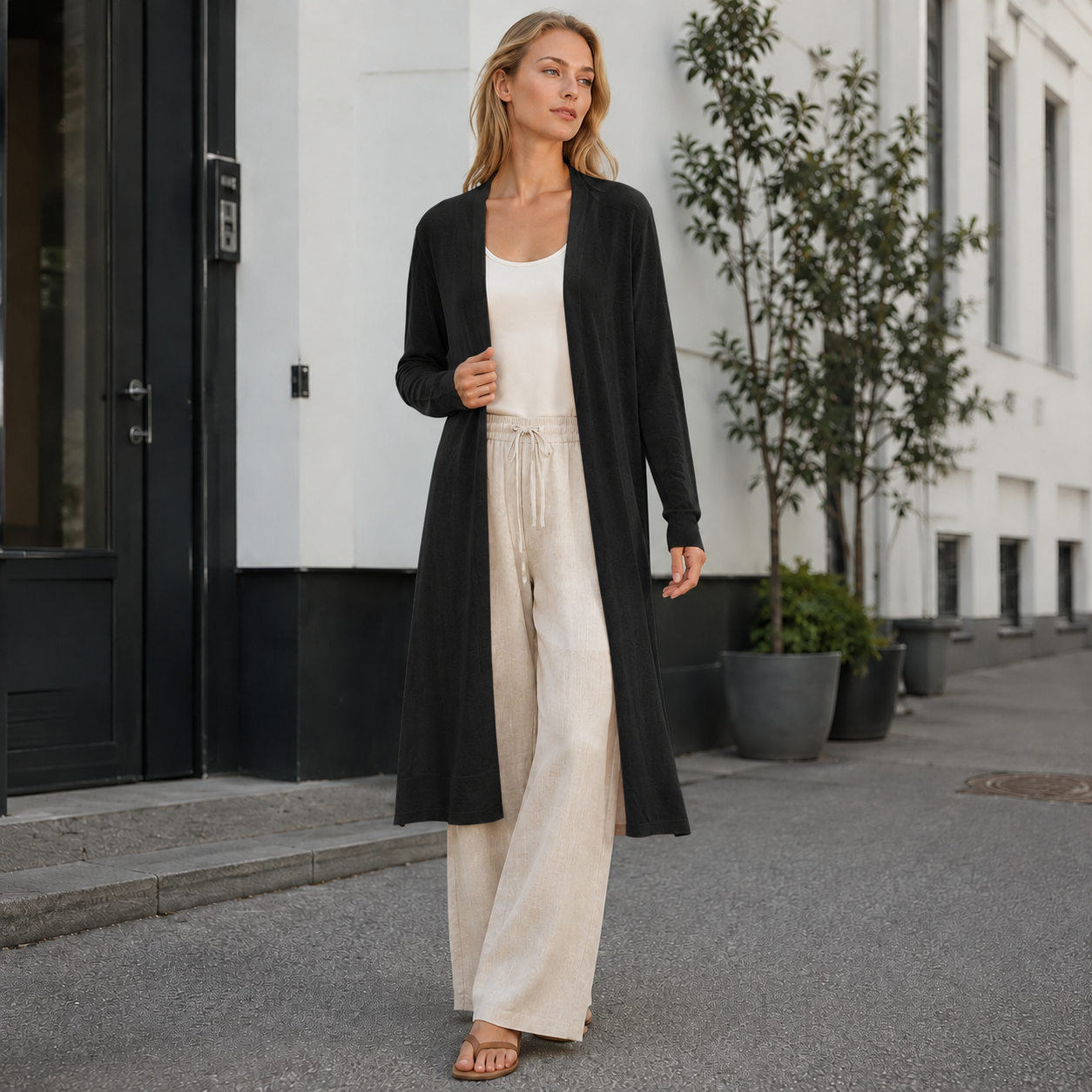 Long Warm Knit Cardigan
