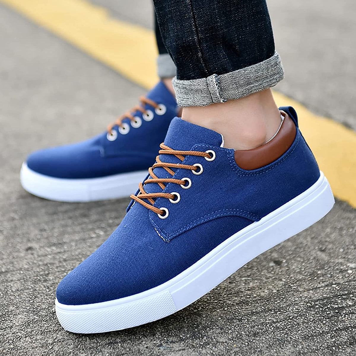 Men's Casual Canvas Sneakers With White Sole