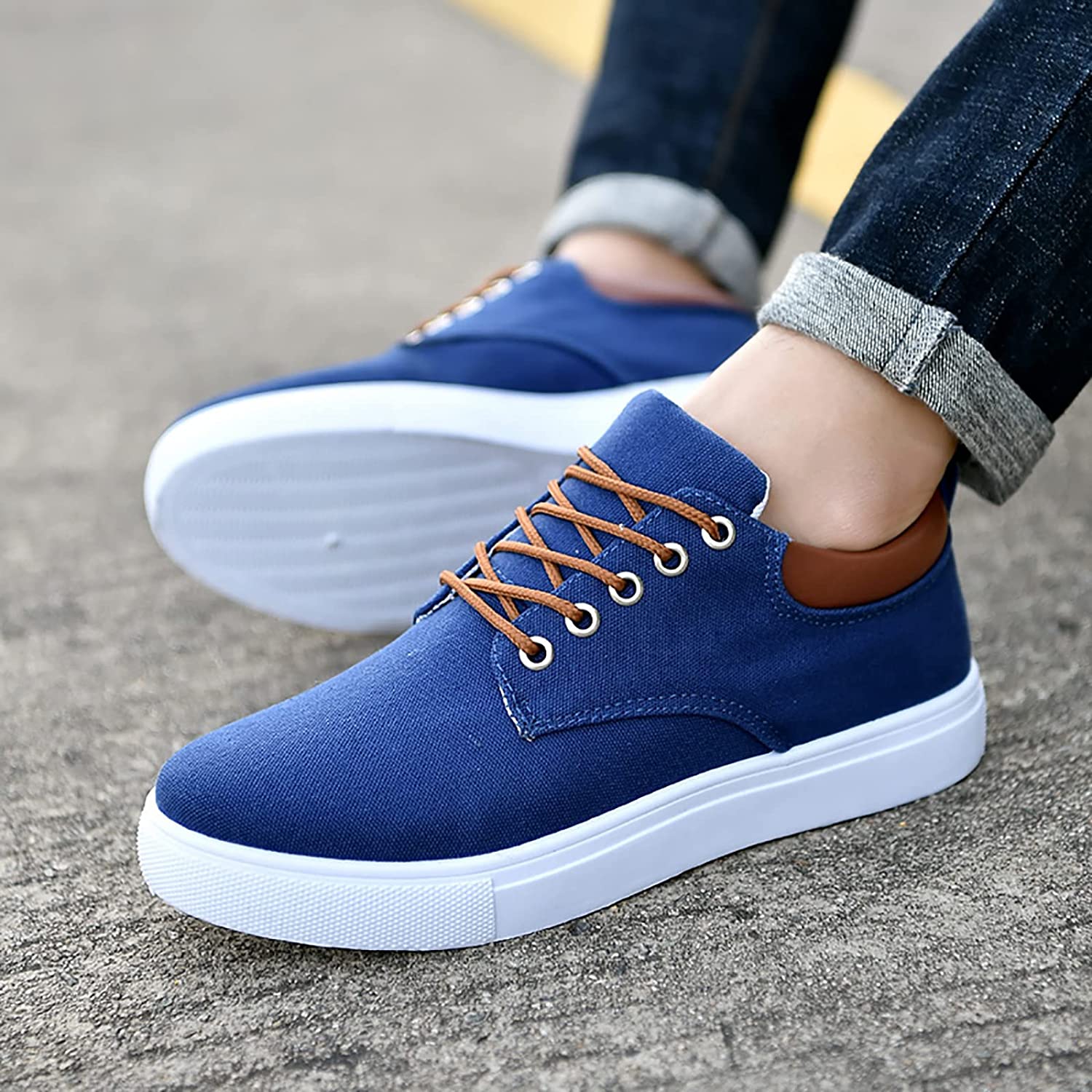 Men's Casual Canvas Sneakers With White Sole