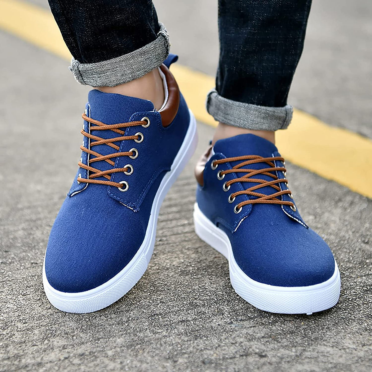 Men's Casual Canvas Sneakers With White Sole