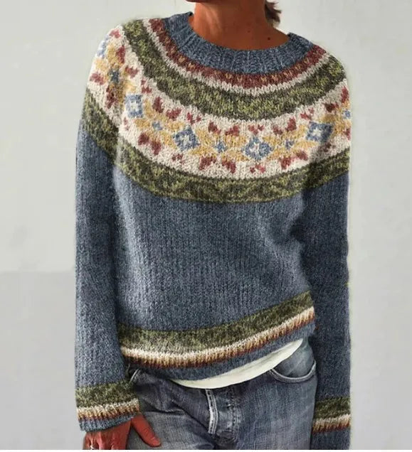 Nordic Stripe Knit Pullover Sweater