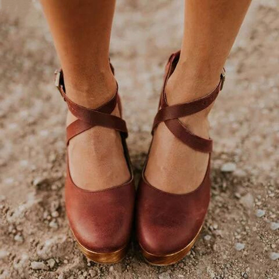 Wedge Heel Closed-Toe Ankle Strap Sandal