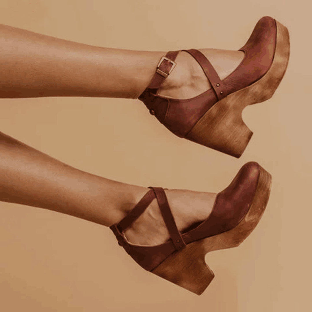 Teresa Wedge Heel Sandal with Closed Toe and Ankle Strap