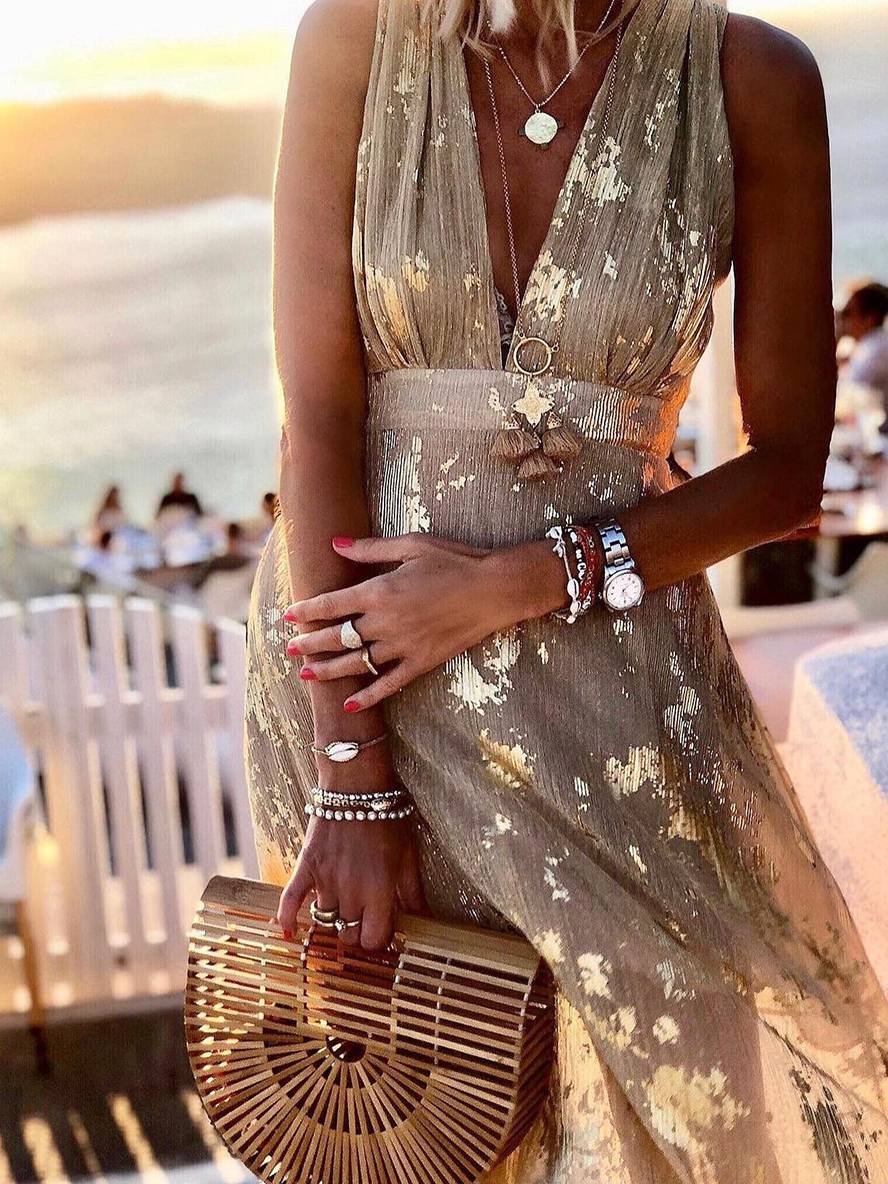 Sleeveless Sequin Maxi Dress with V-Neck for Evening Events