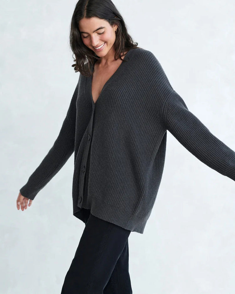 Oversized Soft Knit Cardigan In Neutral Tones