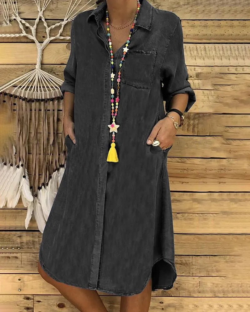 Casual Denim Shirt Dress for a Comfortable Fit