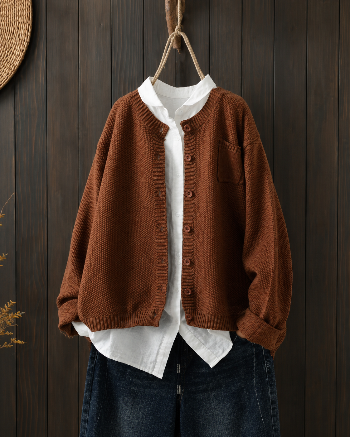 Oversized Relaxed Cardigan With Functional Pockets